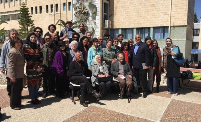 Delegation members with colleagues and students at An-Najah National University, Nablus, Palestine